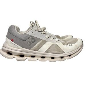 On Running On Cloud Cloudrunner White Grey Gray Running Shoes Sz. 9.5